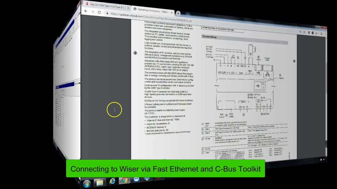 C-Bus Wiser Connection via USB and Ethernet using C-Bus Toolkit