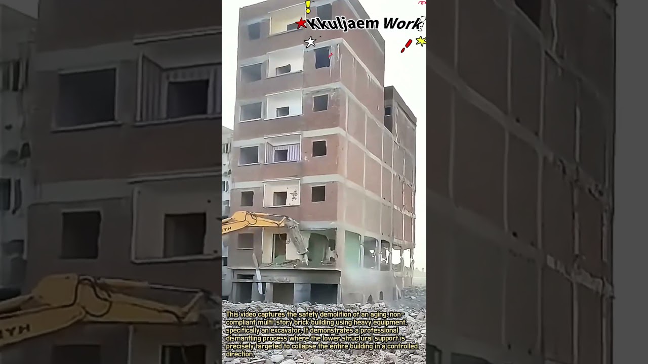 Illegal Building Demolition Site Completely Destroyed in Seconds #worker #process #building #action