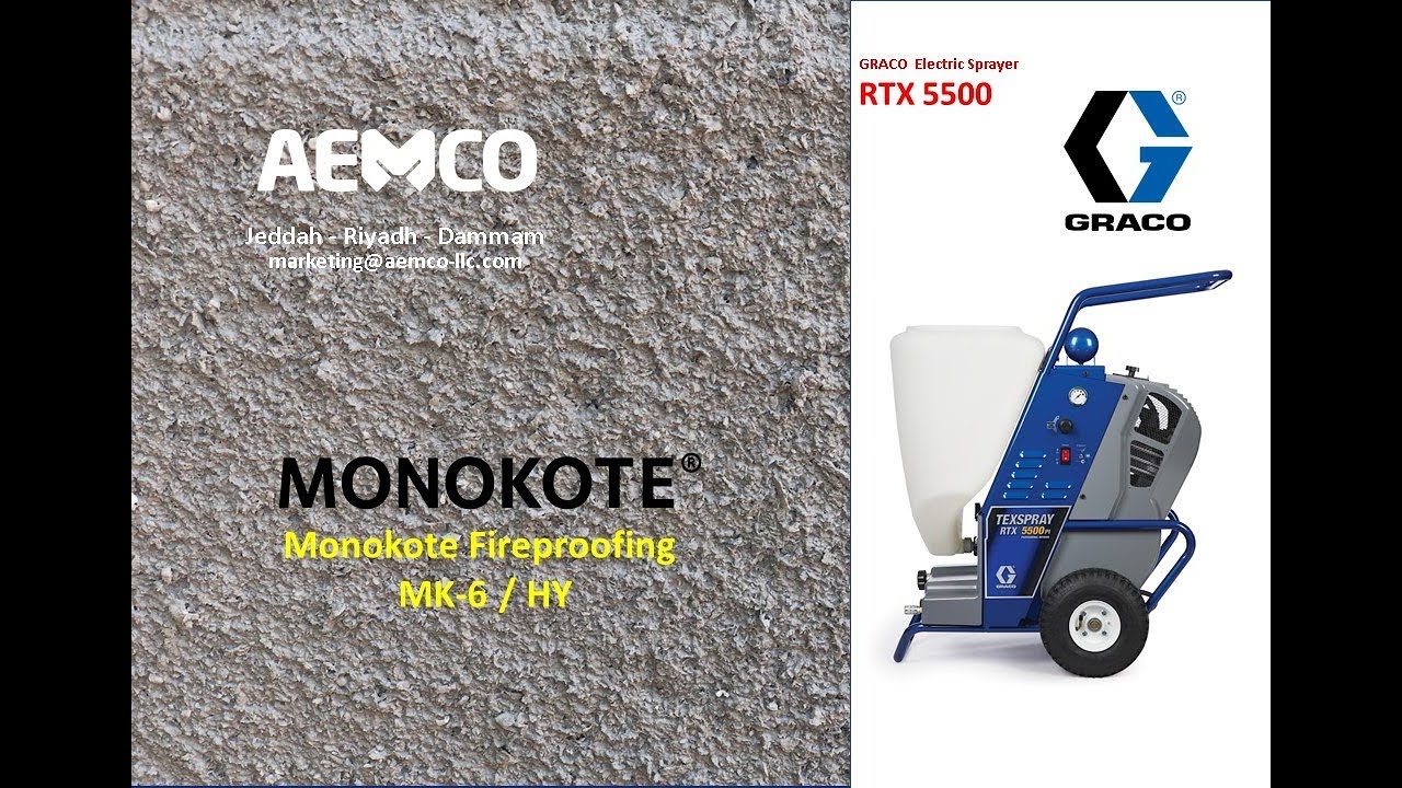 GRACO RTX 5500 spraying Fireproof Monokote MK 6 HY -by AEMCO Saudi Arabia