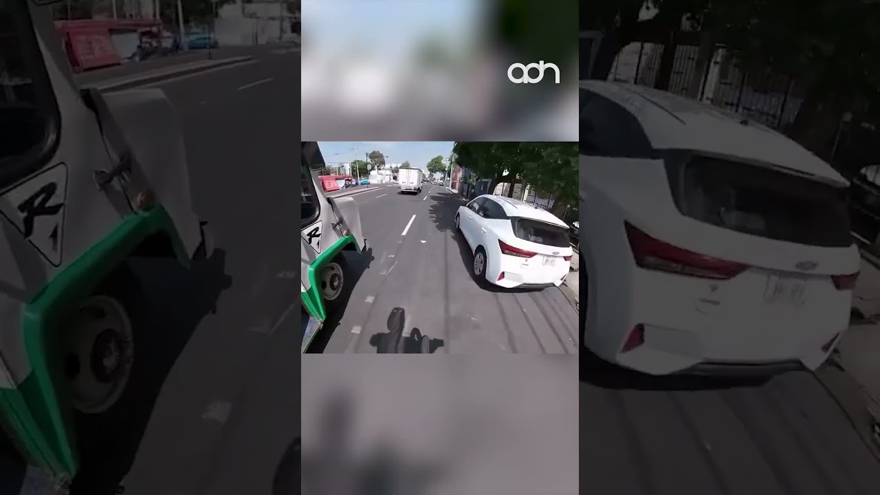 Microb&uacute;s le cierra el paso a ciclista y termina sin espejo