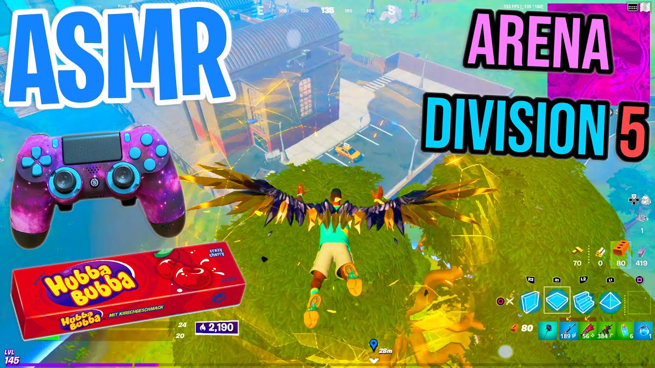 ASMR Gaming 🤩 Fortnite Arena Division 5 Relaxing Gum Chewing 🎮 Scuf Controller Sounds + Whispering 🎧