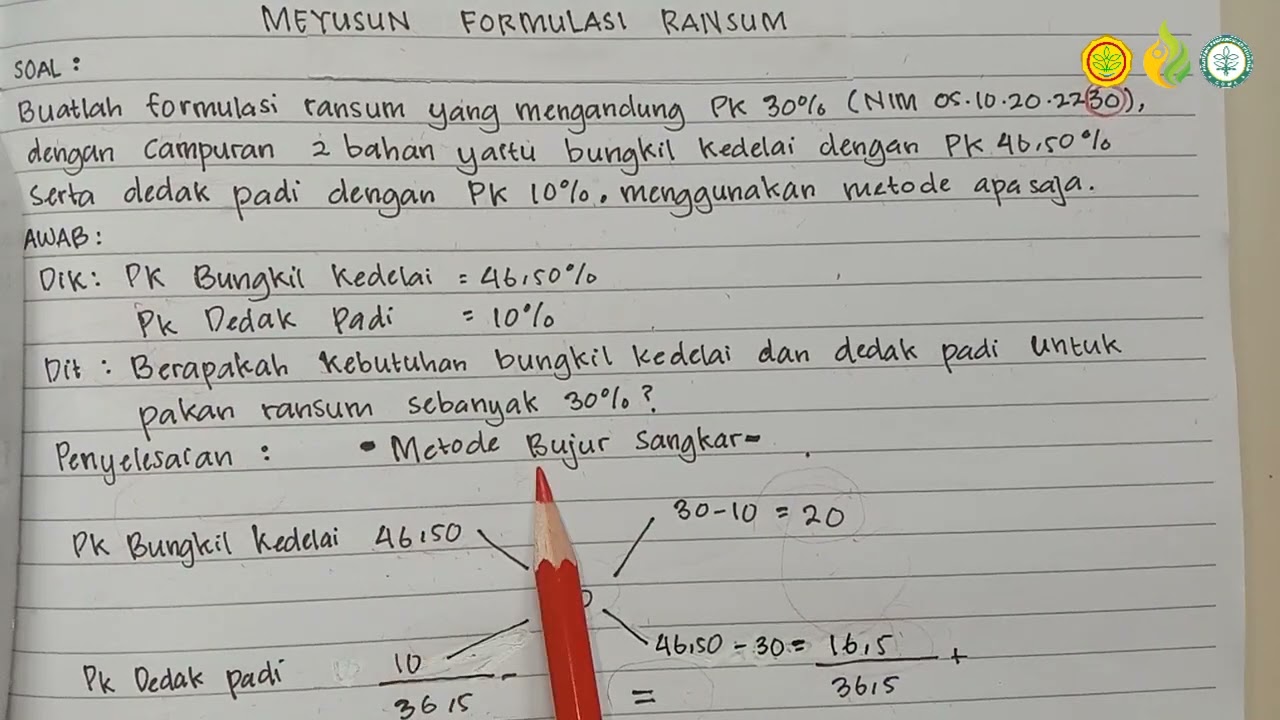 CONTOH PENYUSUNAN RANSUM (Metode Bujur Sangkar)