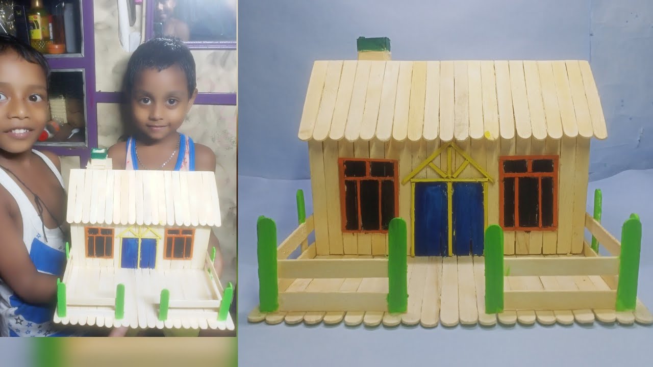 Making a small but beautiful ice cream stick house /How To Make A Popsicle Stick House | Ice-cream