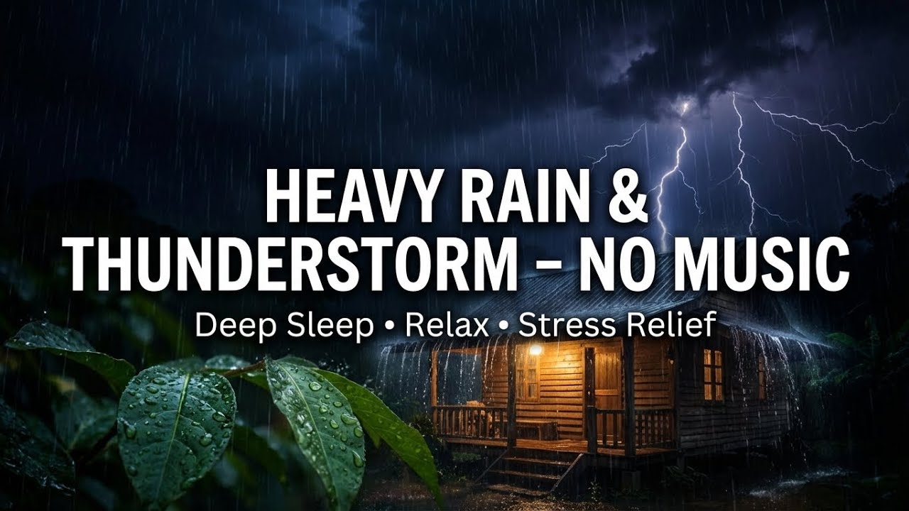 Torrential Rain & Thunderstorm 🌧️ Deep Sleep Sounds  Beat Insomnia & Relieve Stress