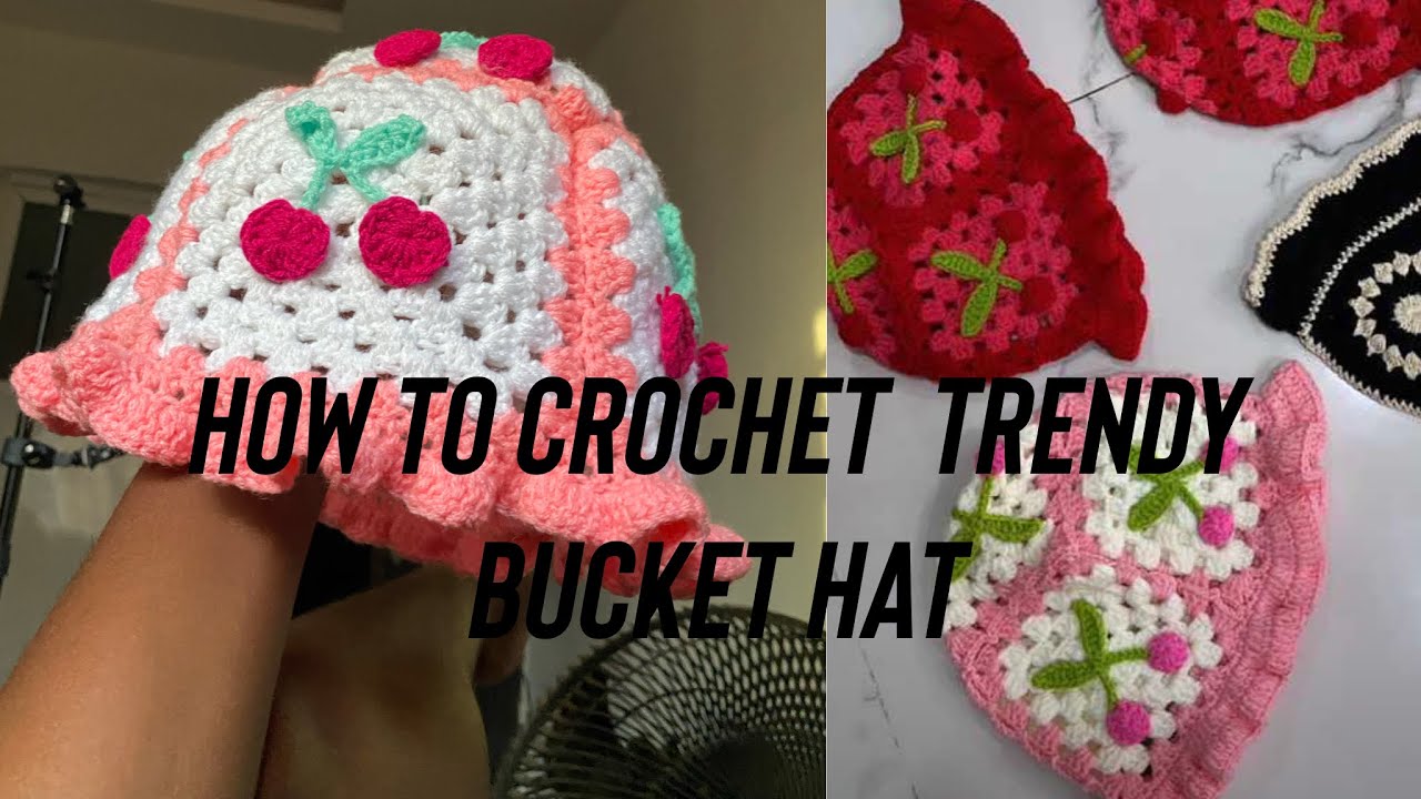 How to crochet trendy granny square bucket hat🧶💕