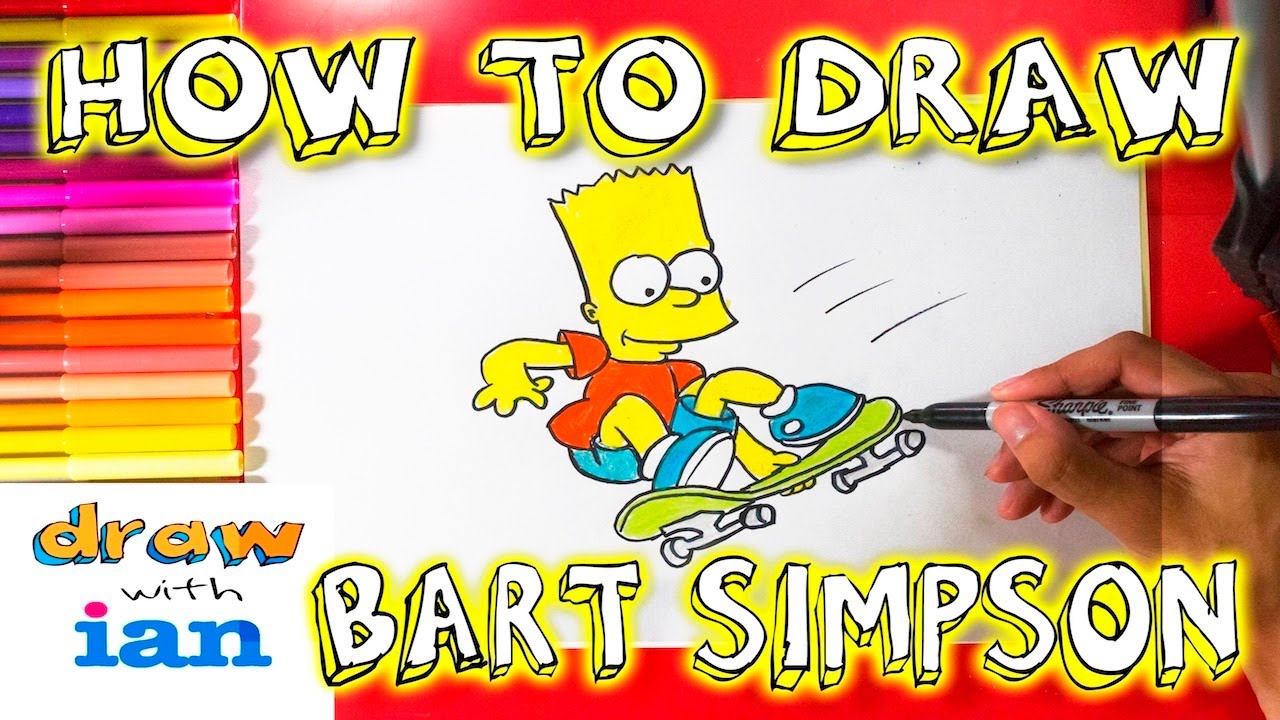 How to Draw Bart Simpson On a Skateboard