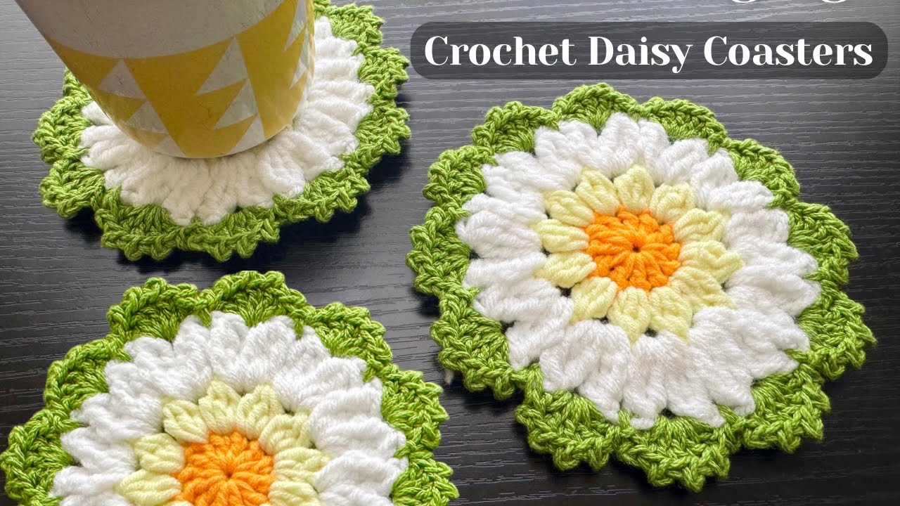 EASY Crochet Daisy Coasters  | Crochet Flower Coasters