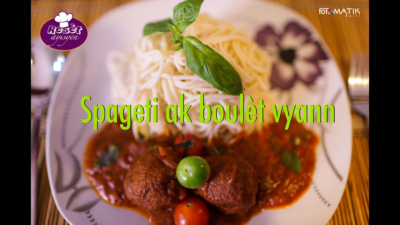 Spageti ak boulèt vyann