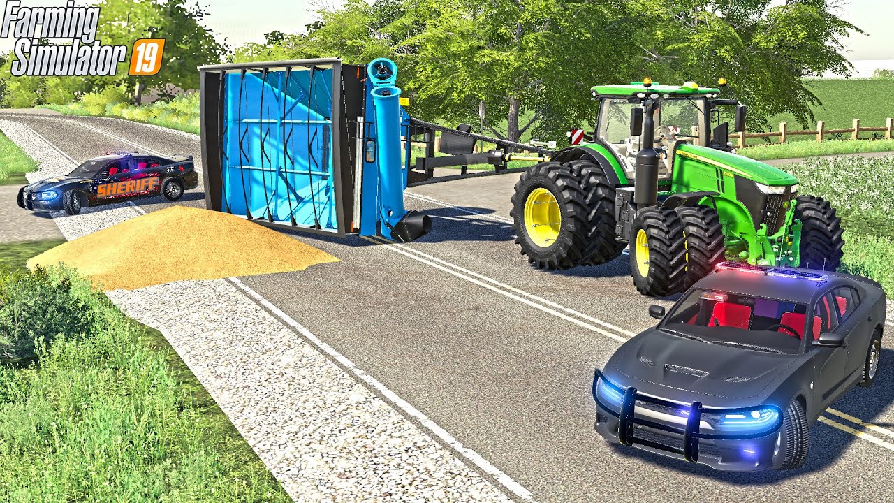 HARVEST ACCIDENT (HIGHWAY BLOCKED OFF) | IOWA PD | FARMING SIMULATOR 2019