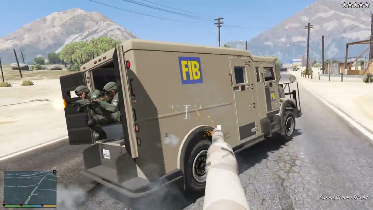 GTA V Franklin's Tank Rampage In Military Base + Epic Five Star Escape(VED 3.0.2)