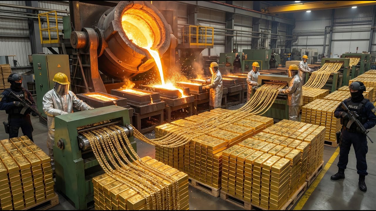 Inside a Large Gold Casting Factory: Creating Luxury Jewelry Chains by the Mile