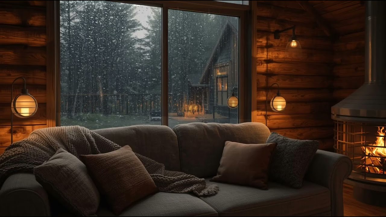 Inside a Cozy Cabin During Rain 🌧 | Calm Study & Sleep Sounds