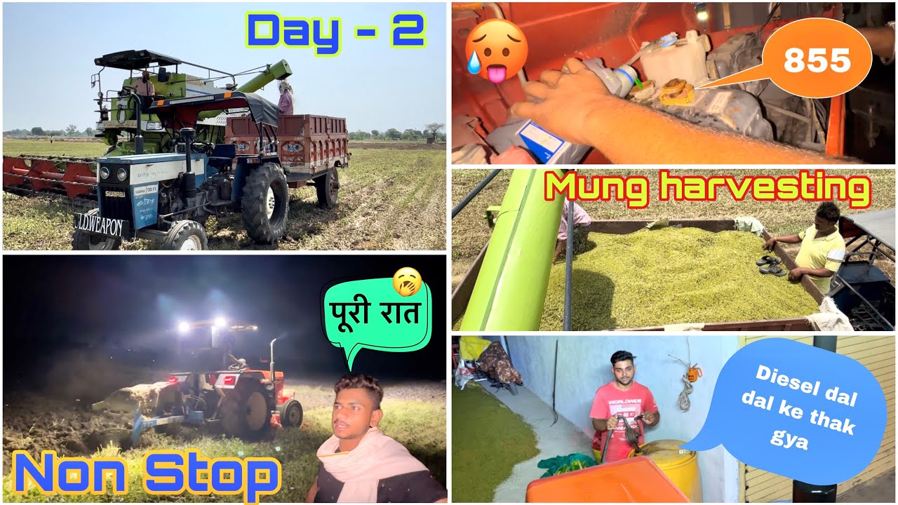 Puri Raat 🥵 chala Diya 😎 Red Hulk 👿 !! Day - 2 Mung harvesting 👍 / kitna diesel Pita Hai ❌