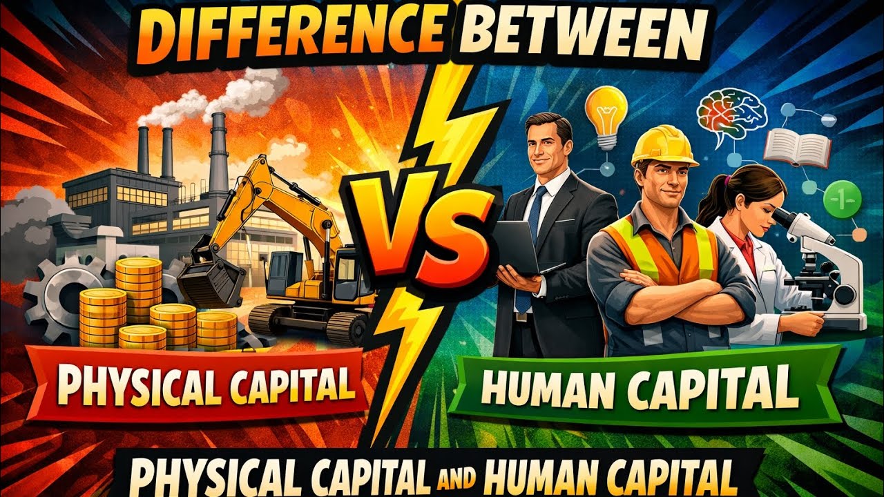 What is the difference b/w physical capital and human capital, क्या अंतर है फिजिकल  और ह्यूमन कैपिटल