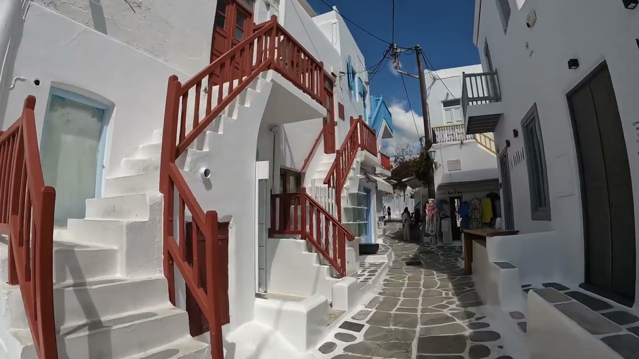Mykonos Greece Stunning Walk - Beautiful Mykonos Street