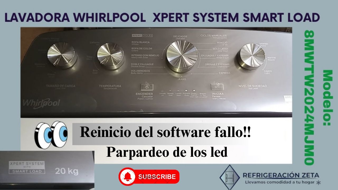 Reinicio del software !fallo!- Whirlpool smart load led parpadean- se bloqueo- interpretar
