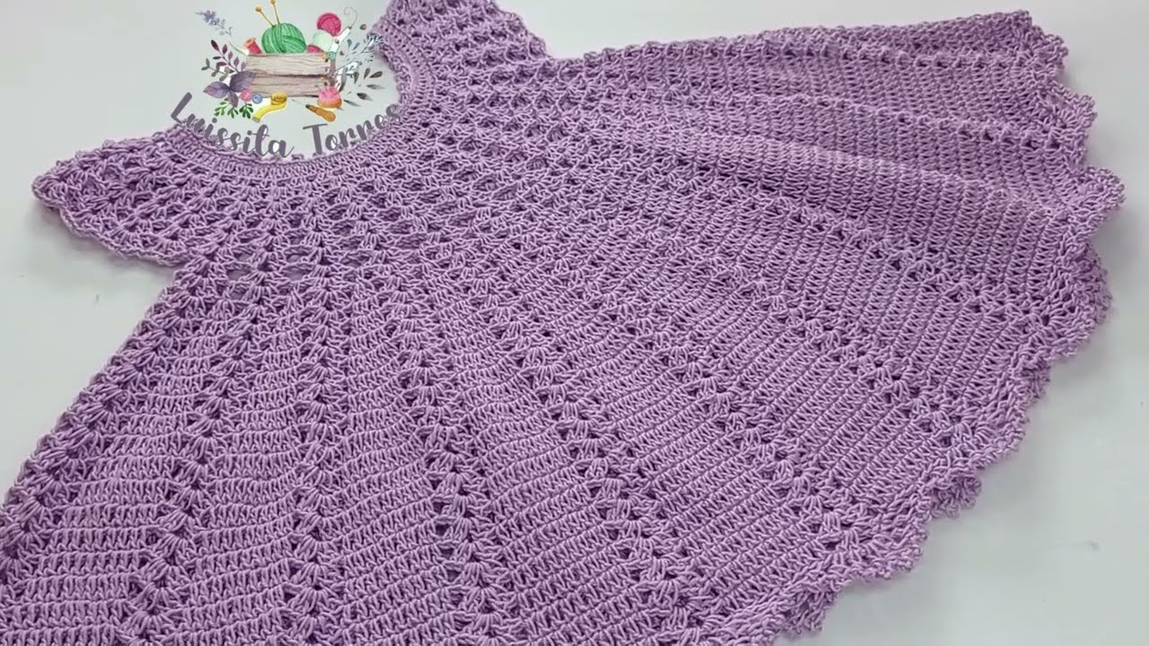 PATRÓN DE GANCHILLO FÁCIL Y RAPIDO VESTIDO DE NIÑA A CROCHET PASO A PASO TEJIDO FÁCIL 