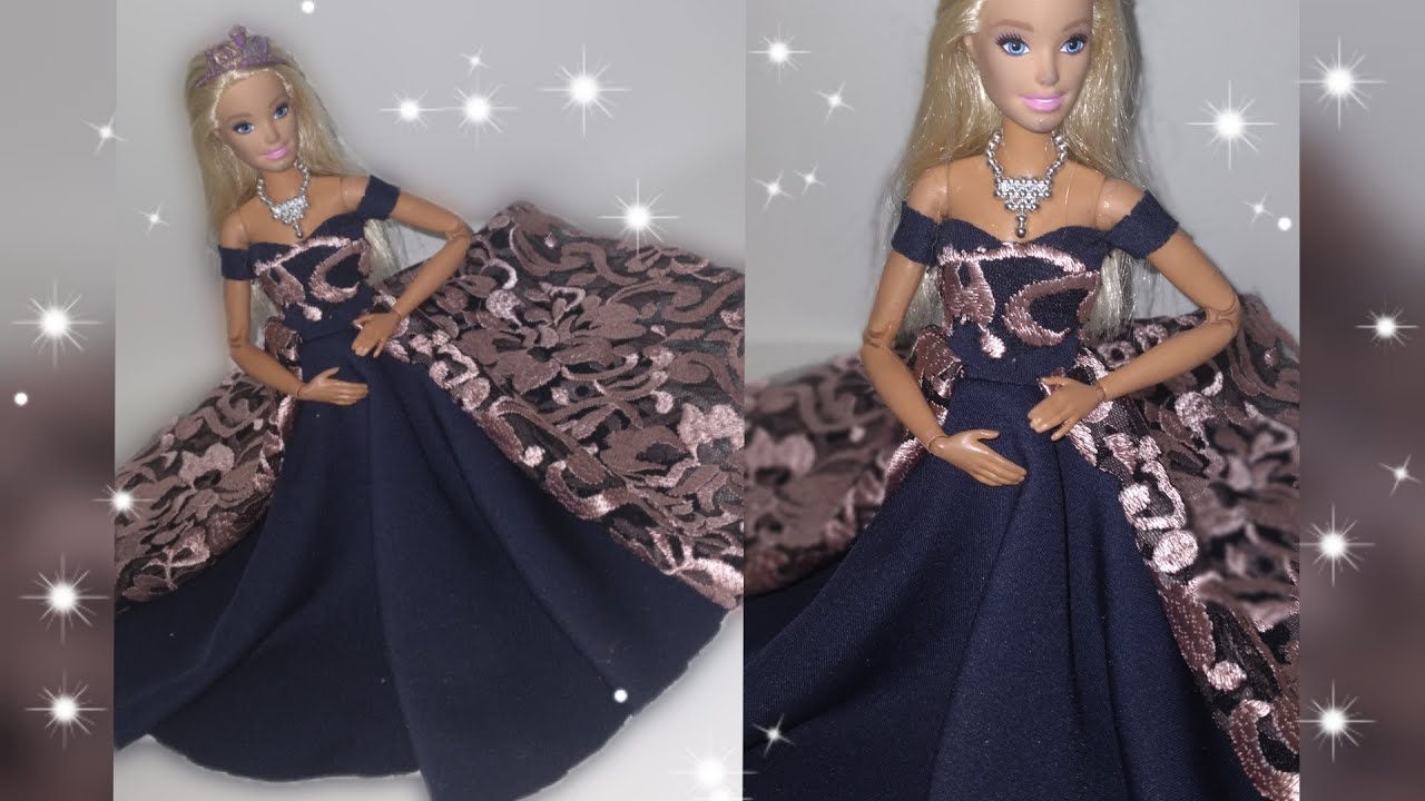 Como fazer roupas para Barbie. vestido rodado para Bonecas D.I.Y ropa de muñecas
