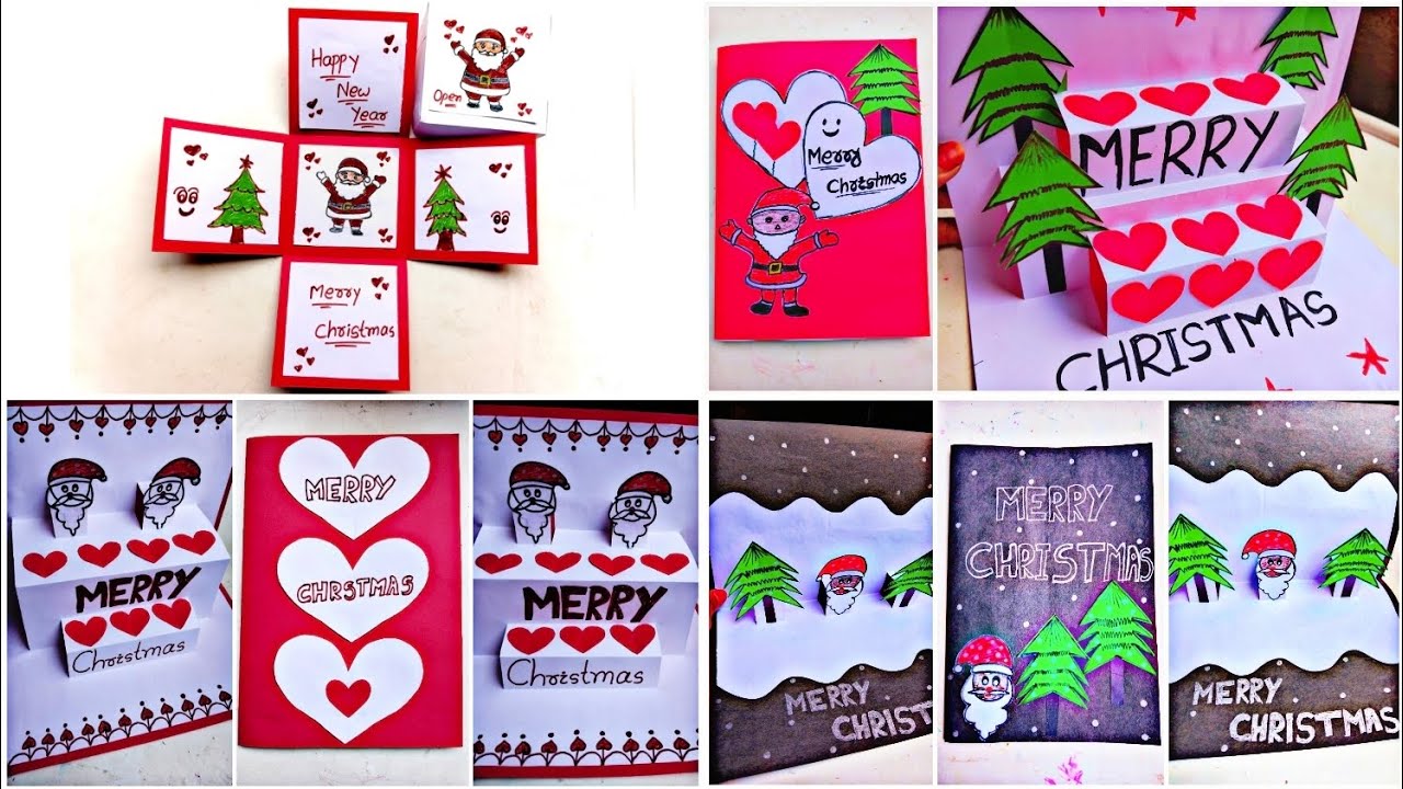 DIY 4 Beautiful Christmas paper craft / Christmas greeting Pop-up card making / Christmas gift Box 🎁