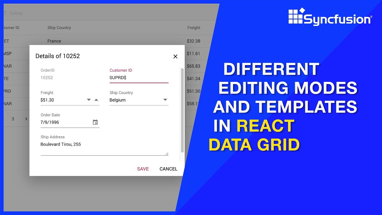 Different Editing Modes and Templates in React Data Grid