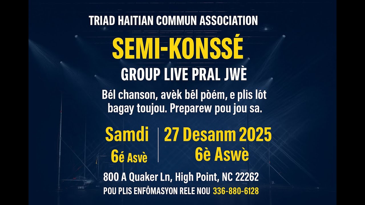 Samdi 27 Desanm Triad Haitian community Assn Ap presantew yon 5èm anuèl konsè