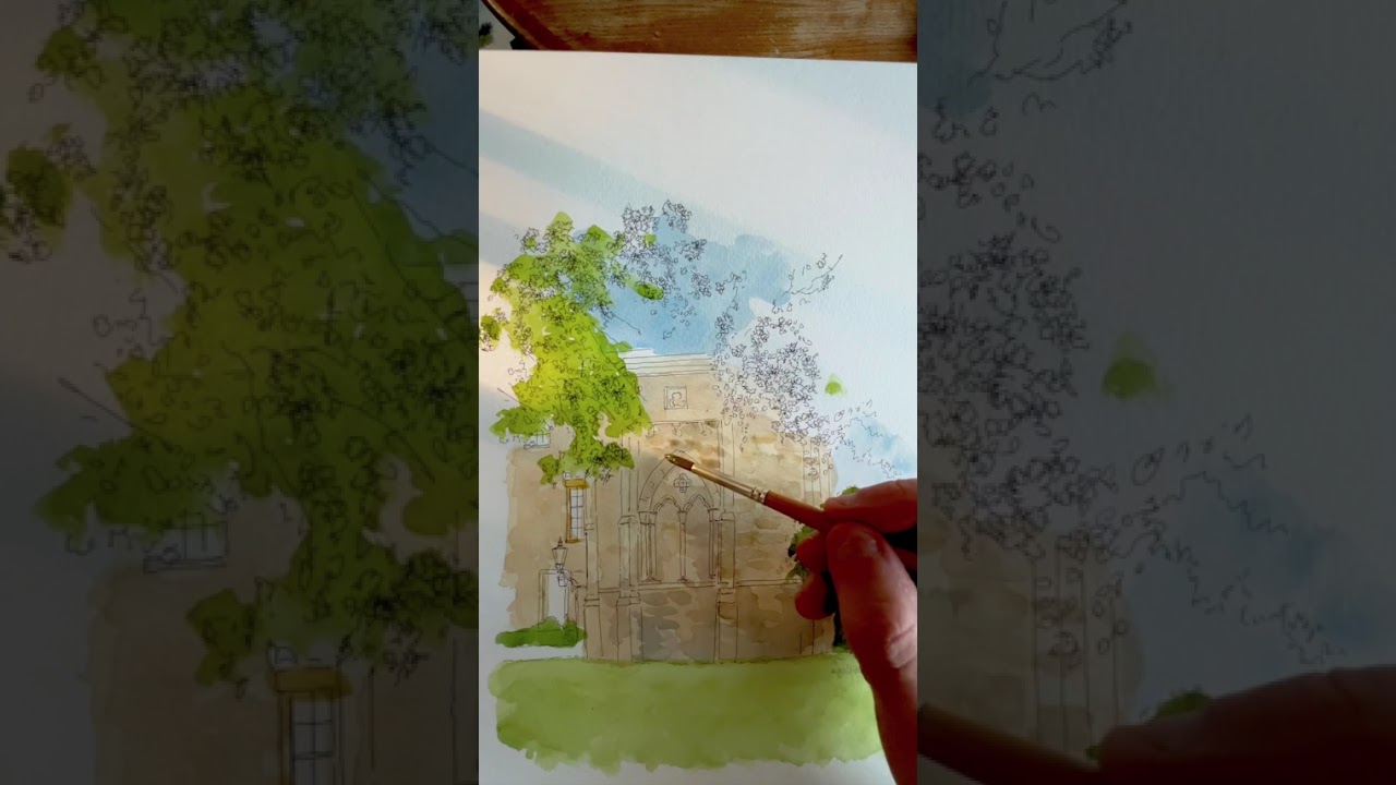 A simple watercolor which looks amazing: The Durham Great Kitchen