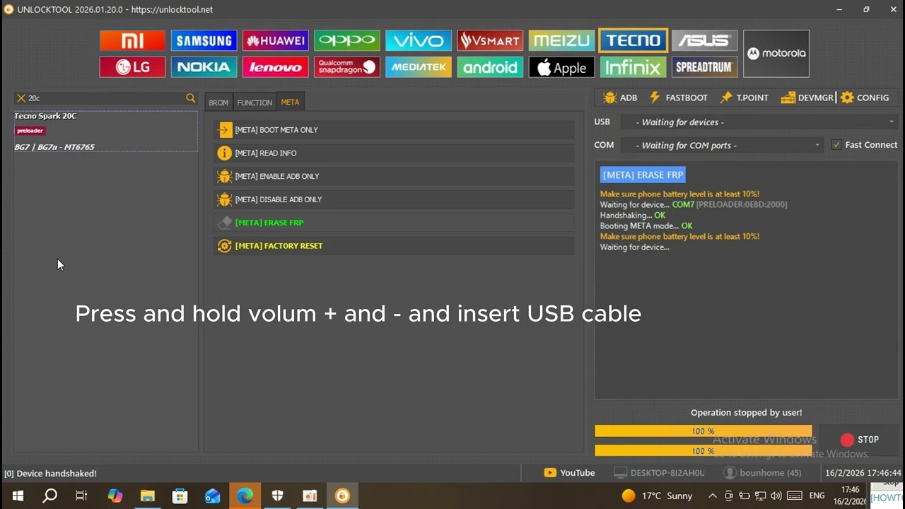 FRP Tecno Spark 20c Via Unlock tool
