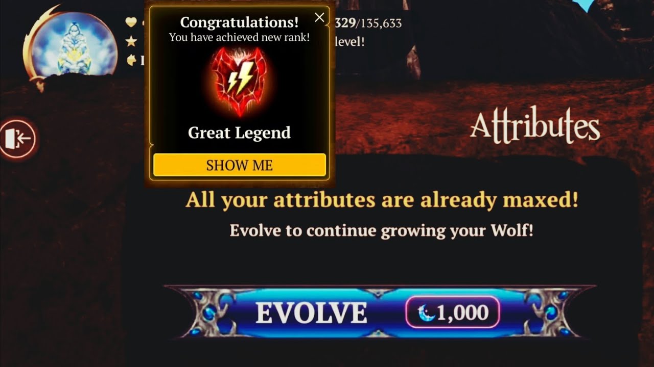 The wolf - Max attributes and evolve 🌟 + red rank 🤩 || reinforcing legendary items and more 