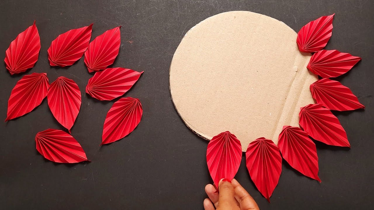 2 Beautiful Red Paper Flower Wall Hanging | Paper Craft Easy For Home Decorations | Wall hanging DIY