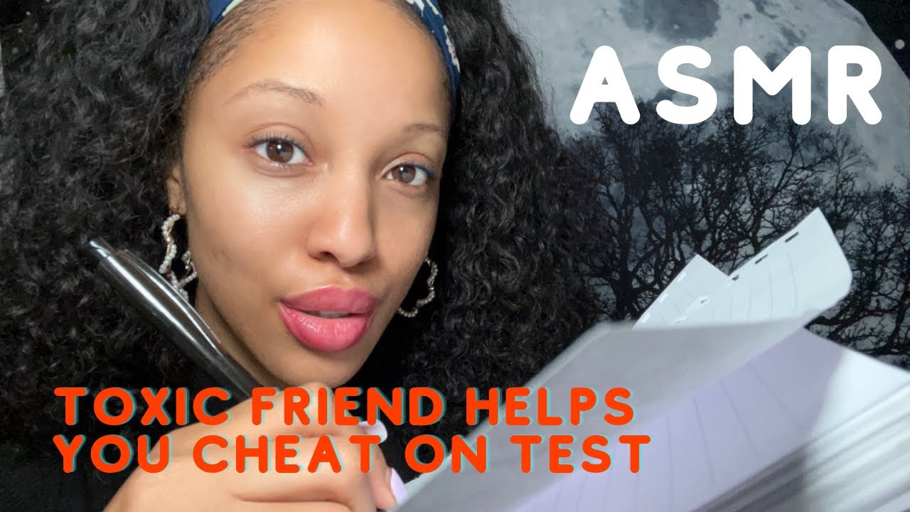 ASMR POV TOXIC FRIEND HELPS YOU CHEAT ON A TEST (writing sound, inaudible ￼whispers, close whispers)