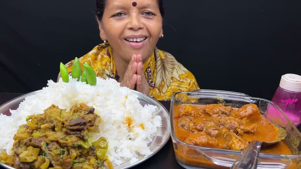 BIGBITES, EATING RICE WITH SPICY 🔥 MUTTON CURRY, MACHER MATHA DIYE LAU GHONTO।।