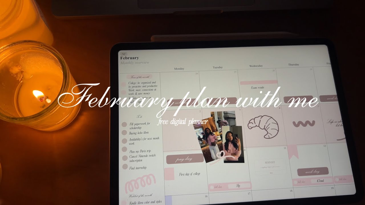 February plan with me | Free dated daily digital planner