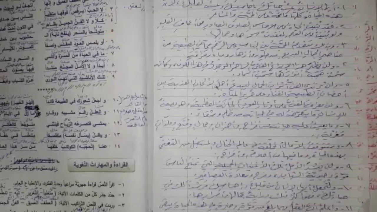 بكالوريا/لغة عربية/حل أسئلة قصيدة فكرة الفنان