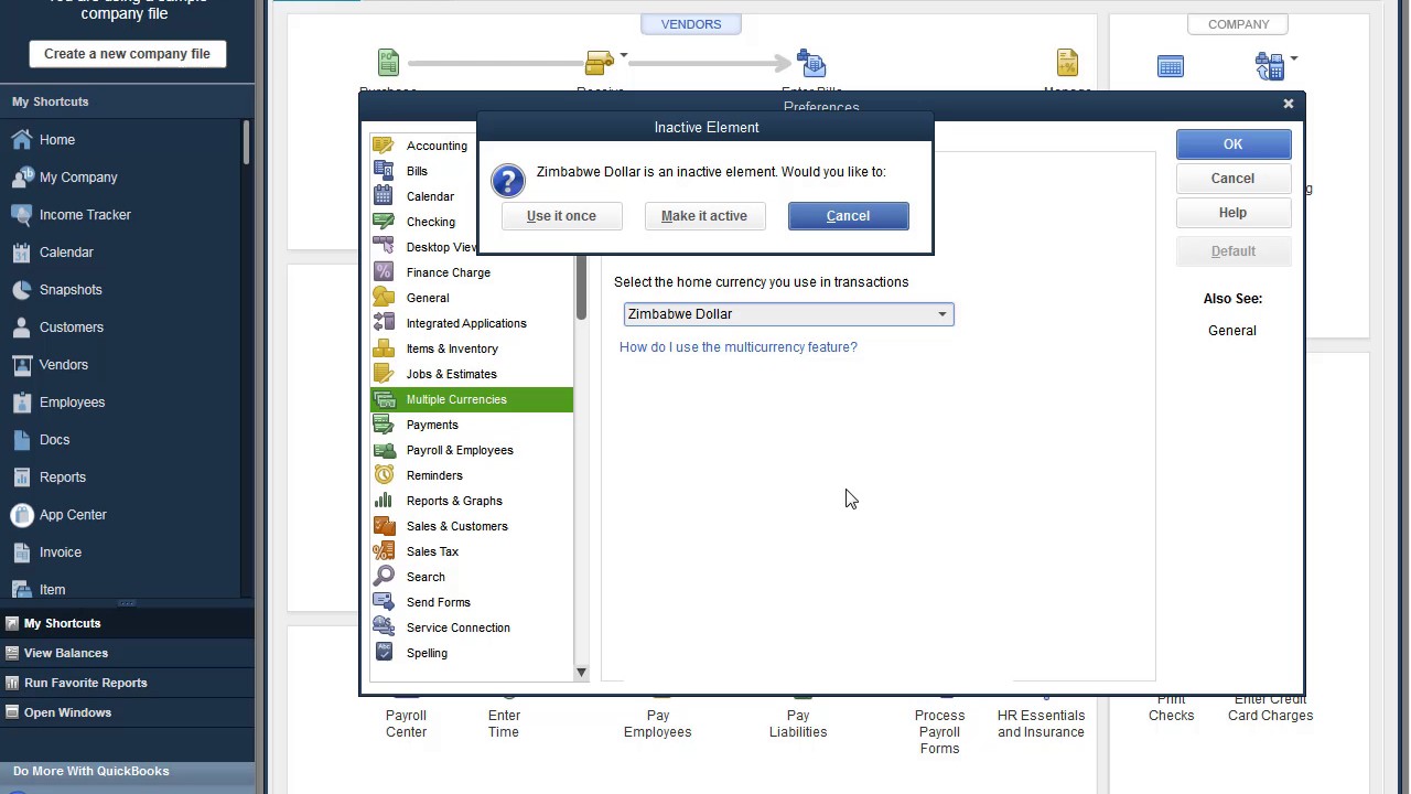 changing the currency in quickbooks part 1