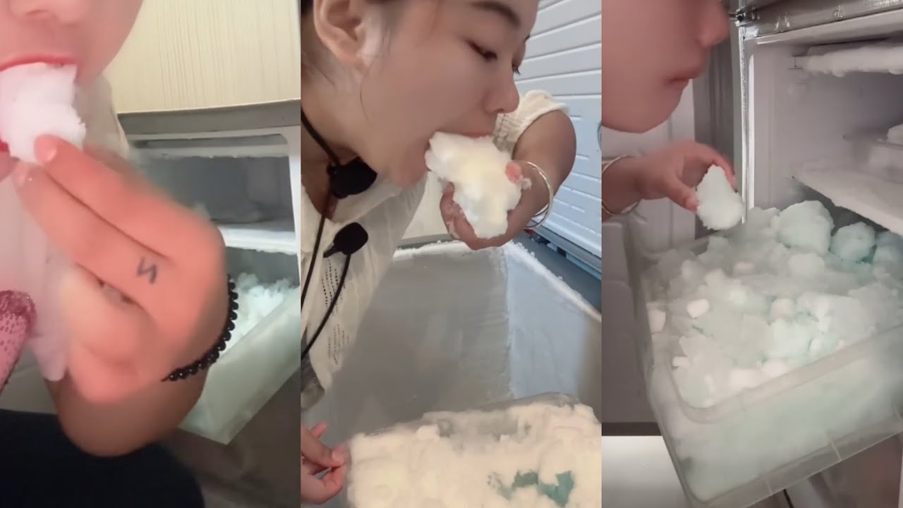 ASMR - only bites | Eating ice #asmreating #iceeating #frostbites #frezzerfrost #icecream 