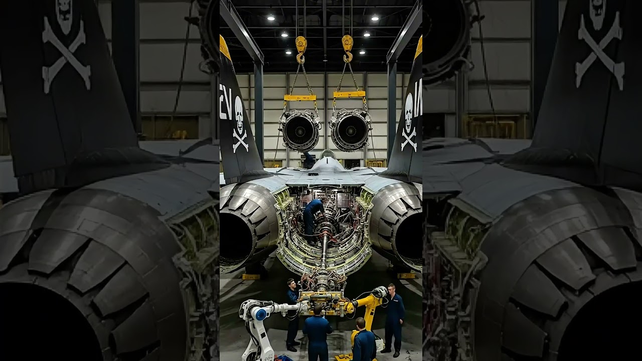 Watch the epic installation of two massive #military #aircraft #engineering #shorts #youtubeshorts