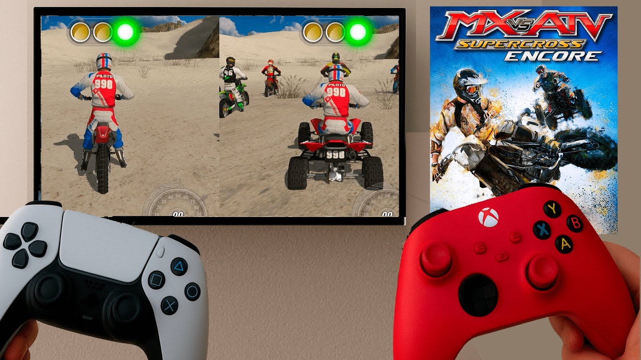 Como jugar MX VS ATV SUPERCROSS ENCORE de 2 jugadores en una pantalla (CUALQUIER PLATAFORMA)