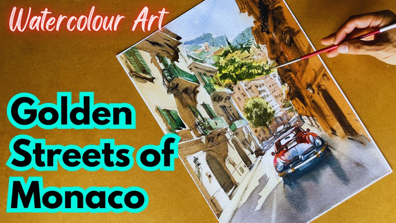 Watercolour Time-Lapse | Painting the Golden Streets of Monaco in Stunning Detail