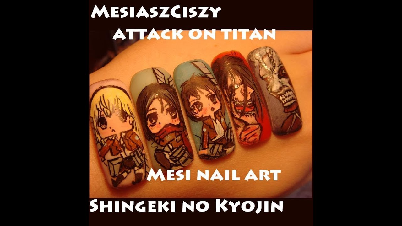 Shingeki no kyojin Mesi nail art Attack on Titan nails