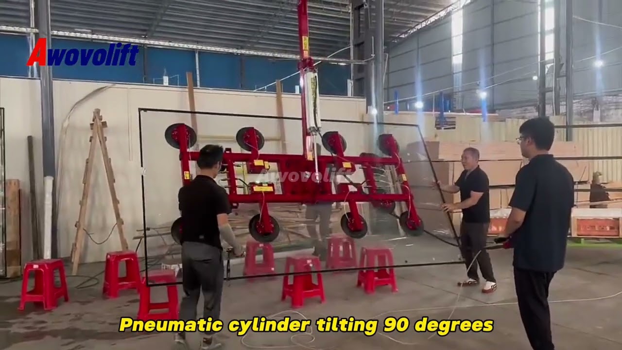 1000kg glass vacuum lifter with pneumatic tilting function for glass processing line