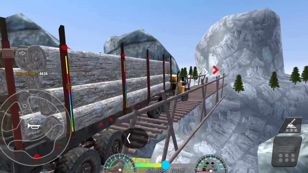 Bull dozer truck crossing the hilly bridge 