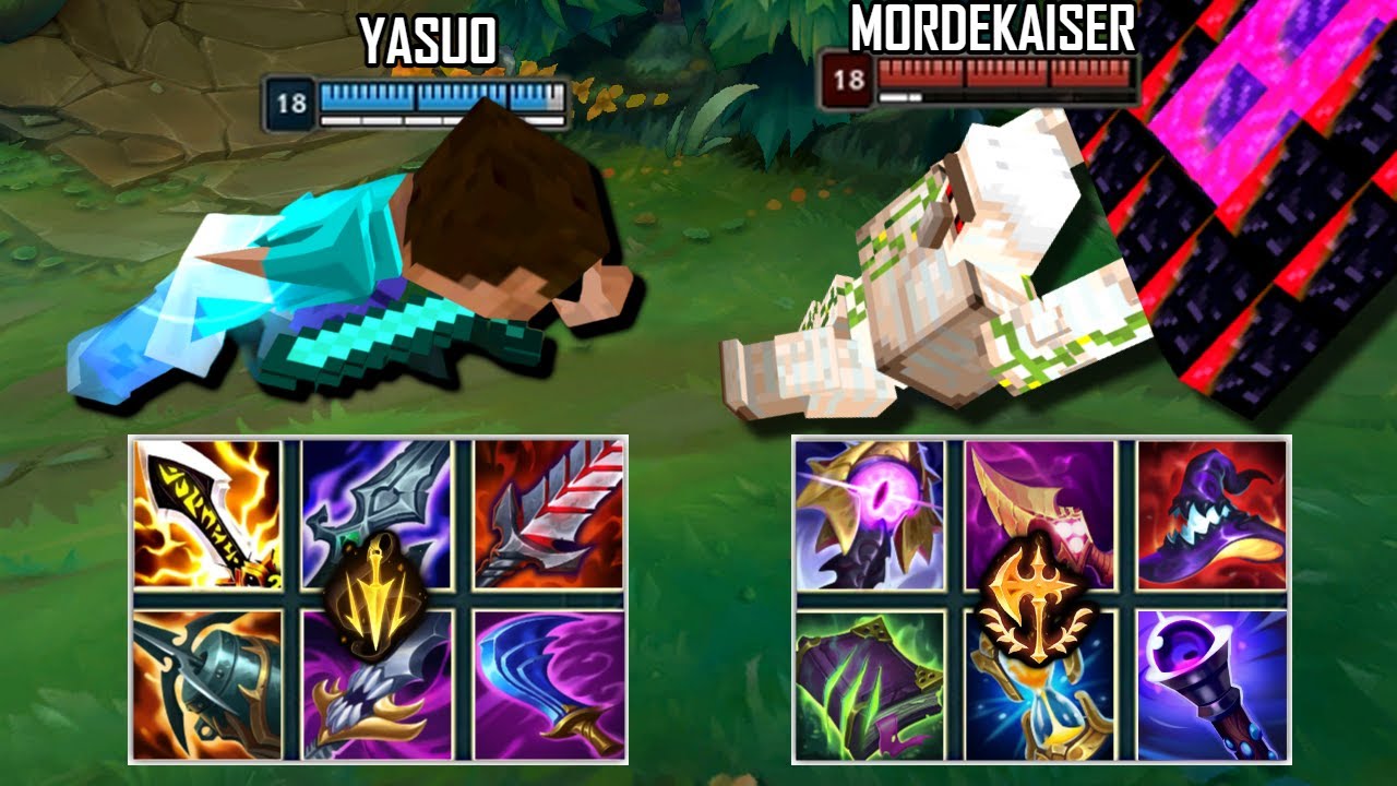 MINECRAFT YASUO vs MORDEKAISER FULL BUILD FIGHTS & Best Moments!