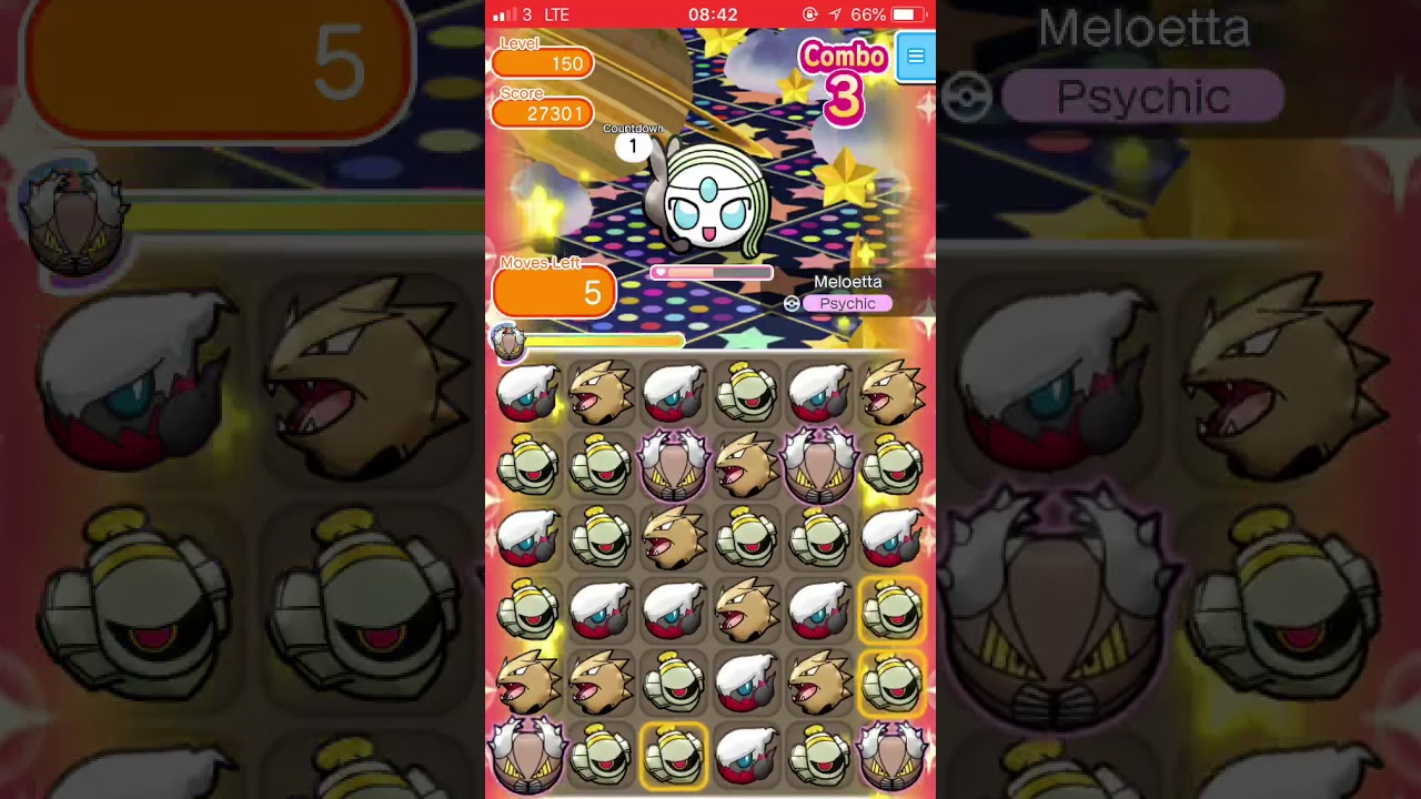 Pokemon Shuffle Meloetta Aria Forme Escalation Battle Stage 150 itemless