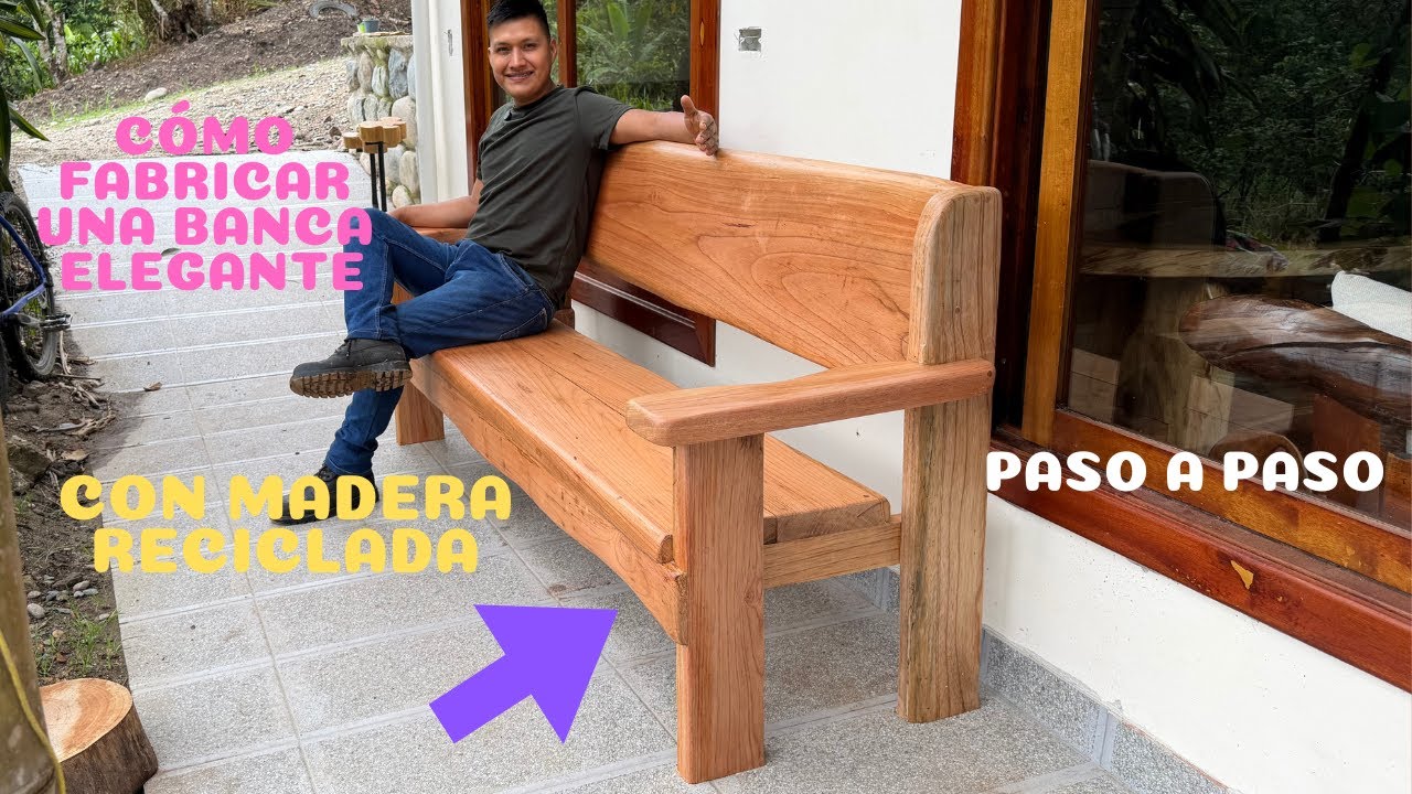 Como fabricar una banca rustica artesanal con madera reciclada para 4 personas