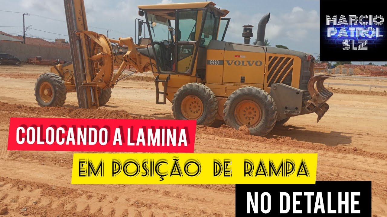 COMO COLOCAR  A  LAMINA EM POSIÇÃO DE RAMPA NO DETALHE. motor grader working