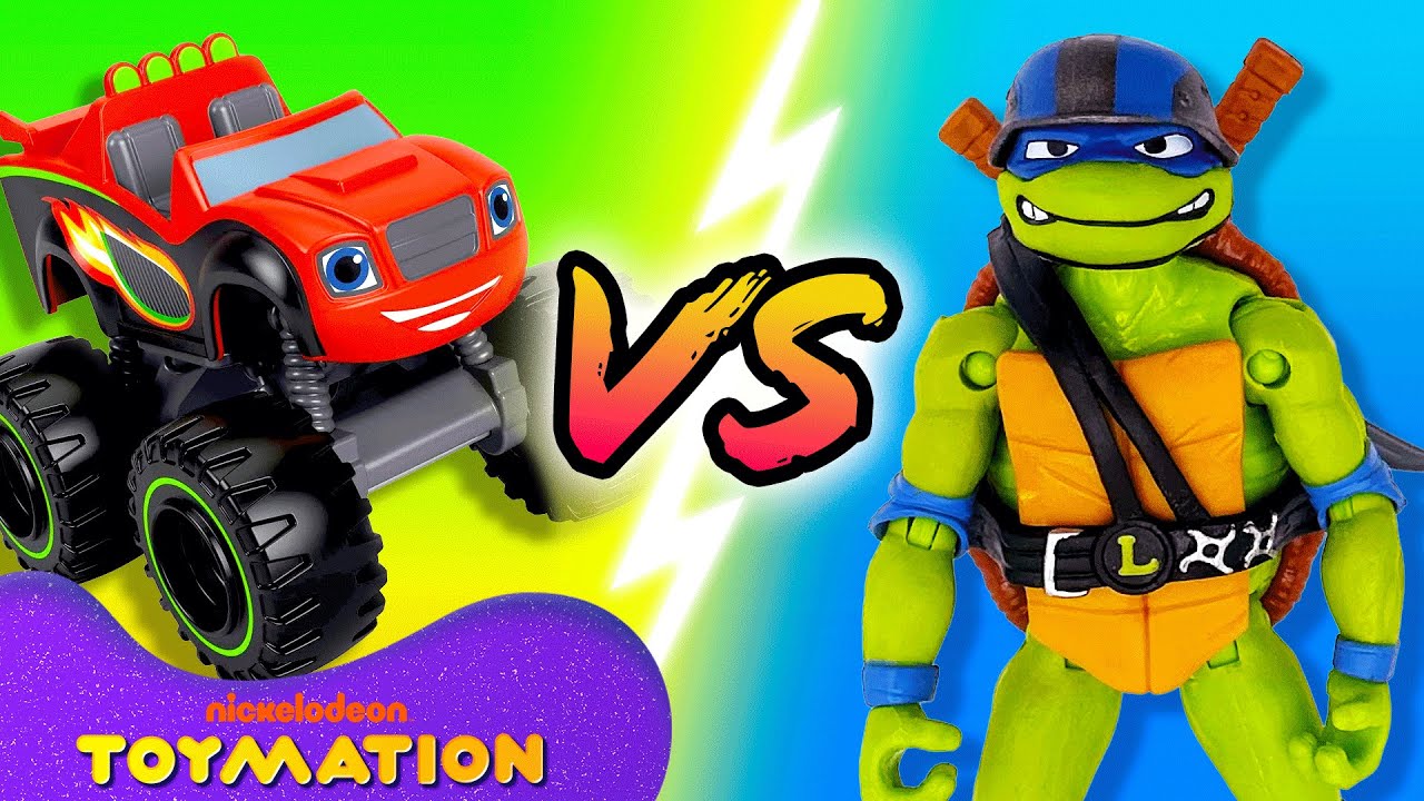 Blaze and the Monster Machines vs. TMNT Toys! #14 | Tug of War, Obstacle Races & More 🚗🐢 | Toymation
