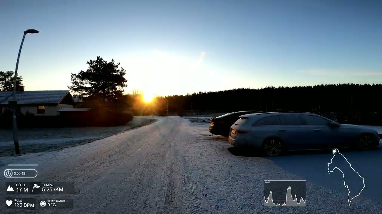 Virtual run #56: (47 min, 8 km) Running Heliga Birgitta-leden in Upplands Väsby (4K)