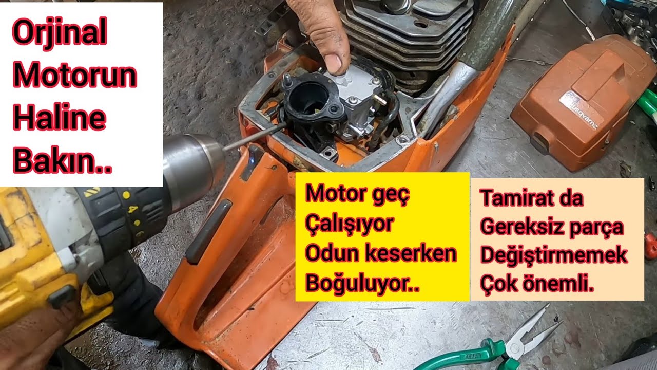 Husqvarna 61 Motorlu Testere Geç Çalışıyor Odun keserken  Boğuluyor