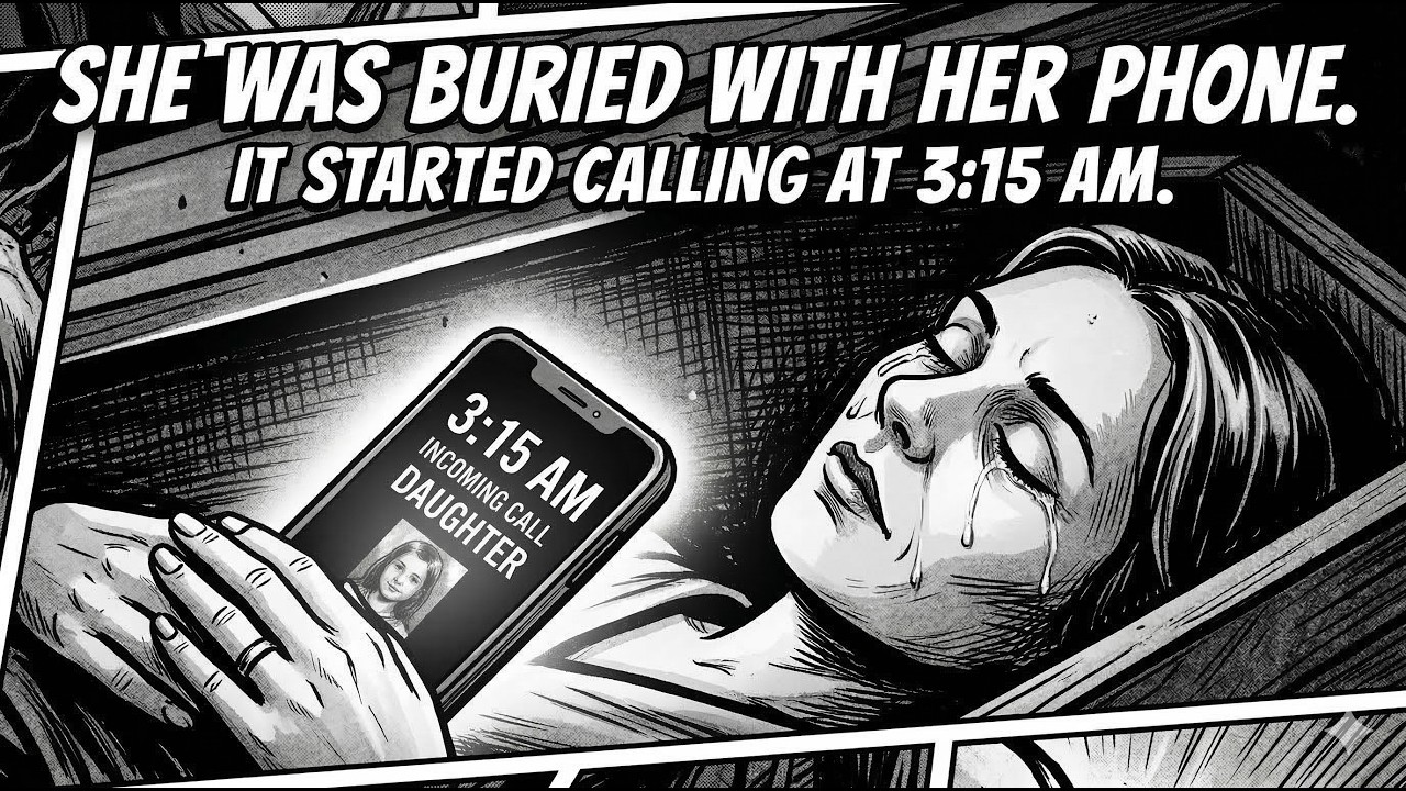 grieving daughter dead mom casket phone