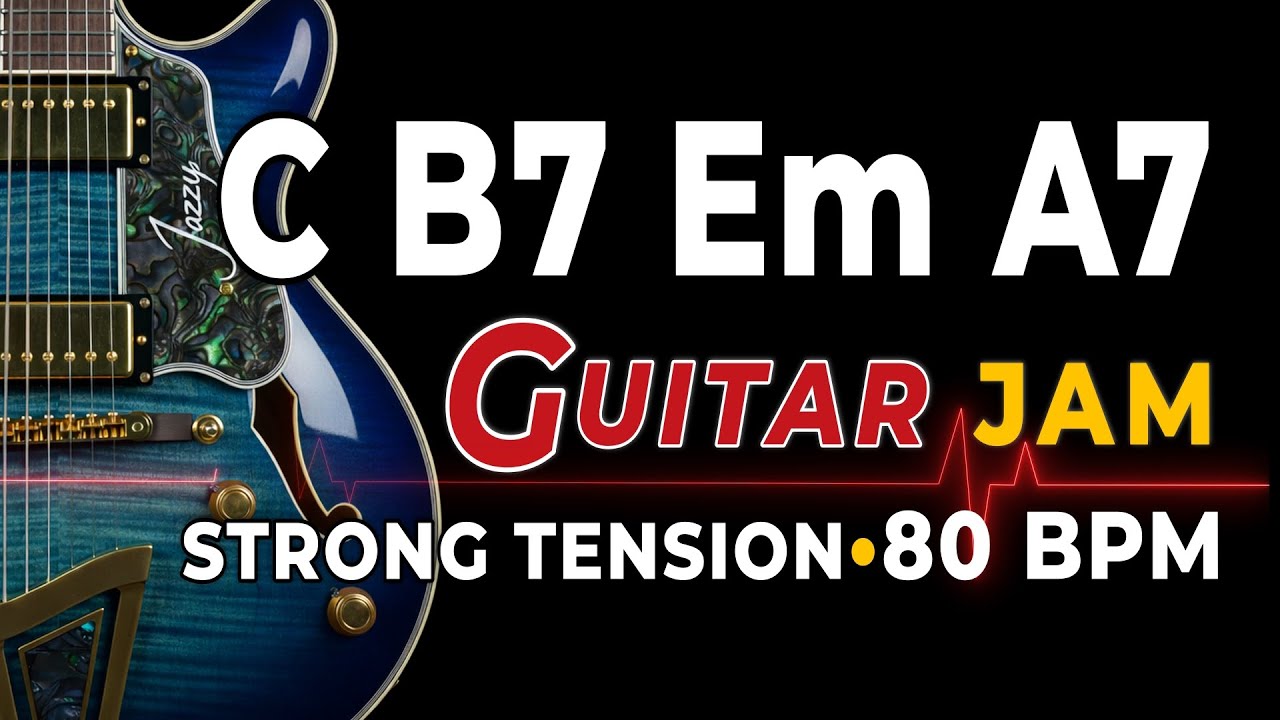 C B7 Em A7 Backing Track | 80 BPM | C Major Jam Track | Pop Rock Guitar Practice